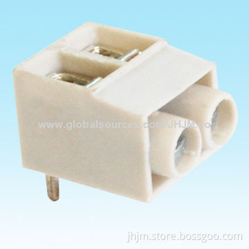 Terminal Block Connector, screw type with 2-24 pins, right angle pin type, 5mm pitch for PCB board